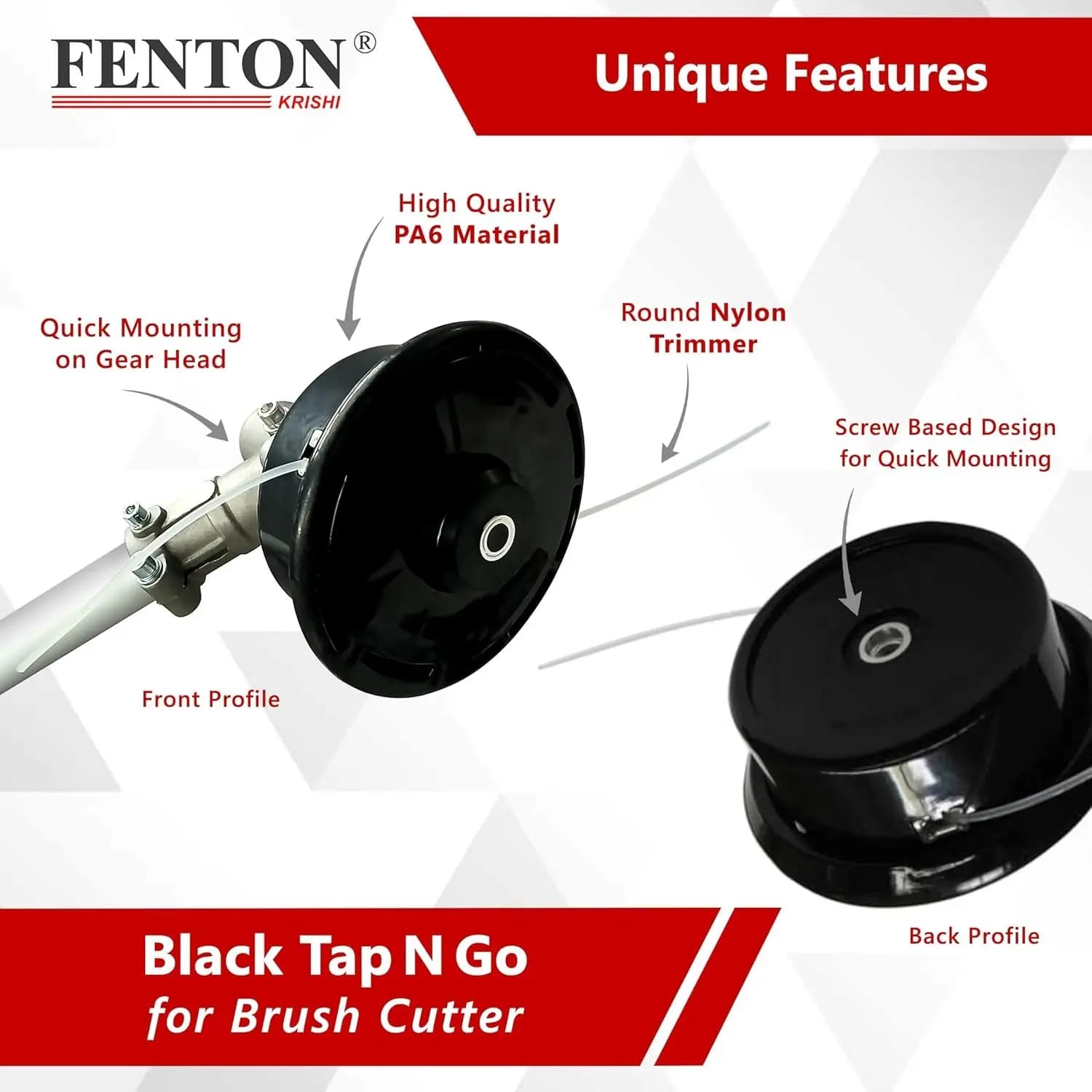 Fenton Krishi FTK-TP-RR Red Tap N Go, For Brush Cutter, Grass Trimming (Manual Feed) - Image 2