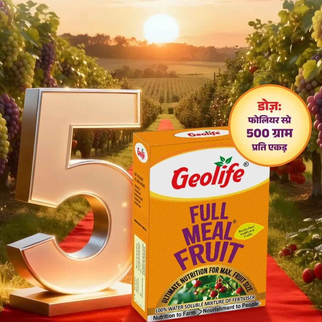 Geolife FULL MEAL FRUIT Water Soluble Mixer Fertilizer, Effective Fruit Development Nutrient Blend With Orthosilicic Acid - Image 2