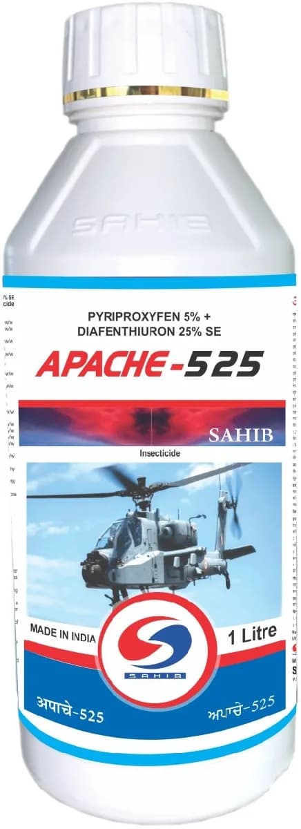 Sahib Apache 525 Pyriproxyfen 5% + Diafenthiuron 25% SE Insecticide, For the Control of Whitefly, Thrips, Jassid, and Aphid