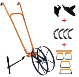 MAHAN MWH Manual Wheel Hoe with Oscillating Hoe, Plow Set, Cultivation Teeth, Marker 1
