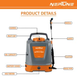Neptune Max-10 12V Lithium-Ion Battery Powered Garden Sprayer With 10 LTR Tank Capacity, Waist Supporting Guard, 2 Spray Nozzles For Farming & Garden 7
