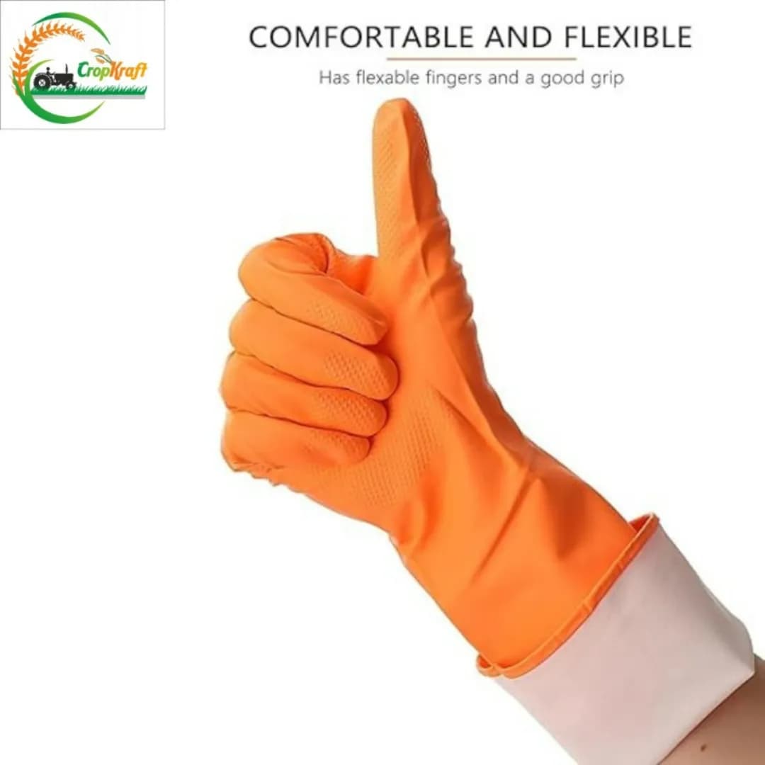 क्रॉपक्राफ्ट रबर ग्लव्स, सफाई, बर्तन धोने, बागवानी और घरेलू कामों के लिए आदर्श। - Image 2