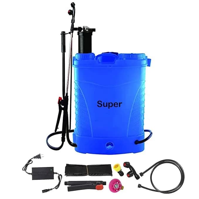FarmEarth Super 2 In 1 Agriculture Hand and Battery Operated Knapsack Garden Sprayer, 16L Capacity, 12V x 8A Battery, Blue Color - Image 2
