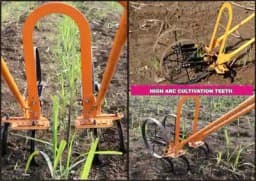 MAHAN MHAWH Manual High Arc Wheel Hoe with Oscillating Hoe 6 INCH (2 nos), Plow set , Cultivation Teeth (4 ) 2