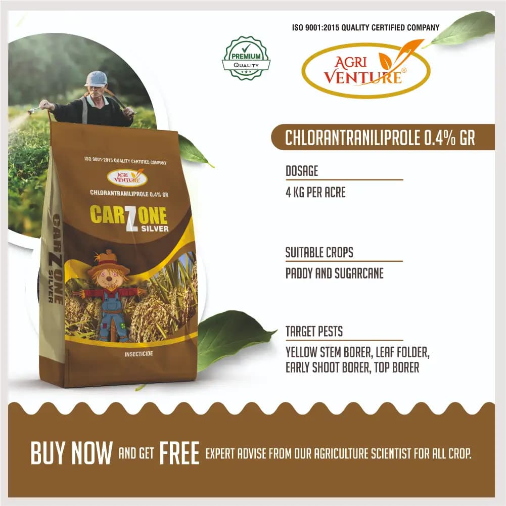 Agriventure CARZONE SILVER Chlorantraniliprole 0.4% GR Insecticide, Highly Effective Granular For Paddy And Sugarcane - Image 4