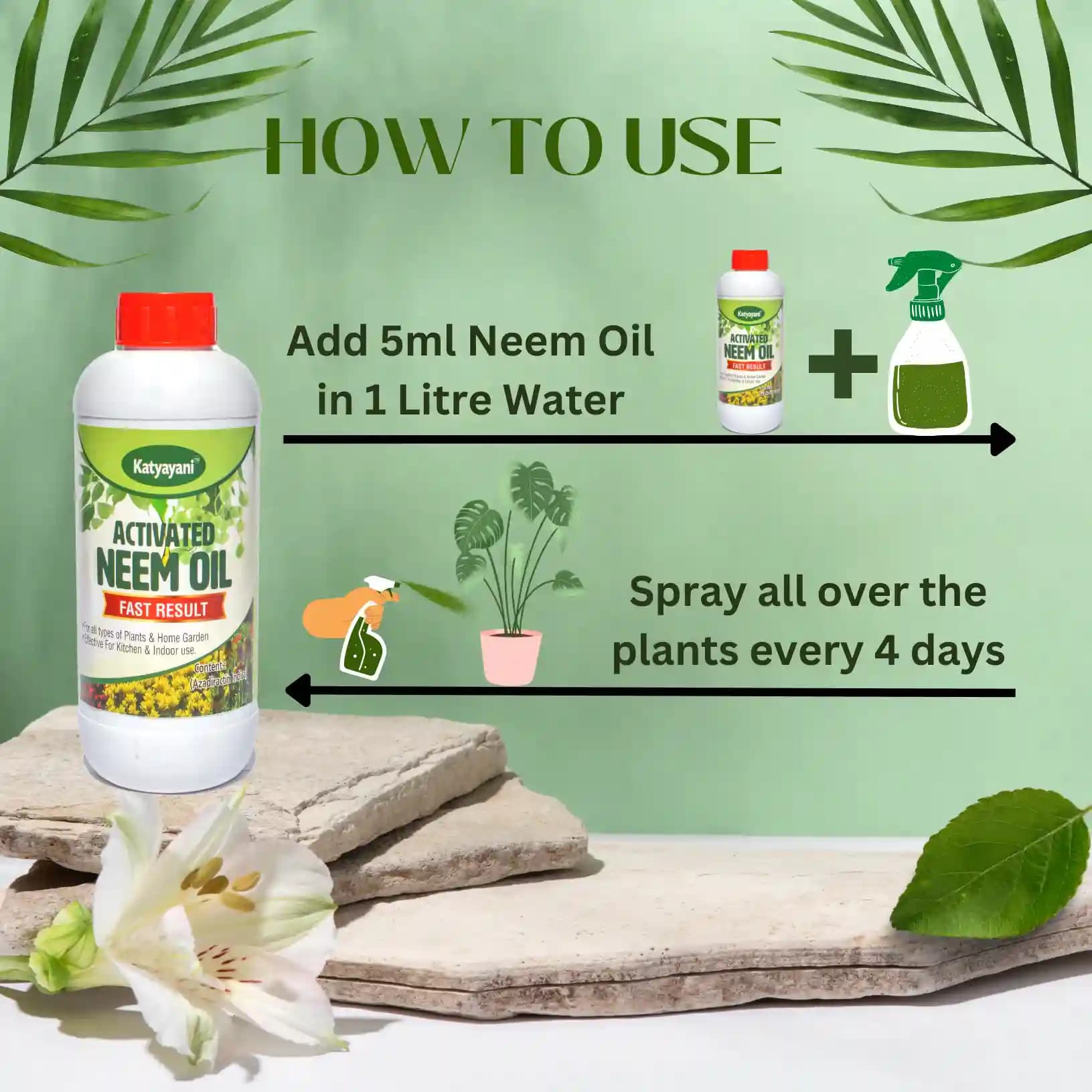 Katyayani Activated Neem Oil, Azadiractin Indica, 100% Organic Pesticide Derived From Cold Pressed Neem Oil - Image 5