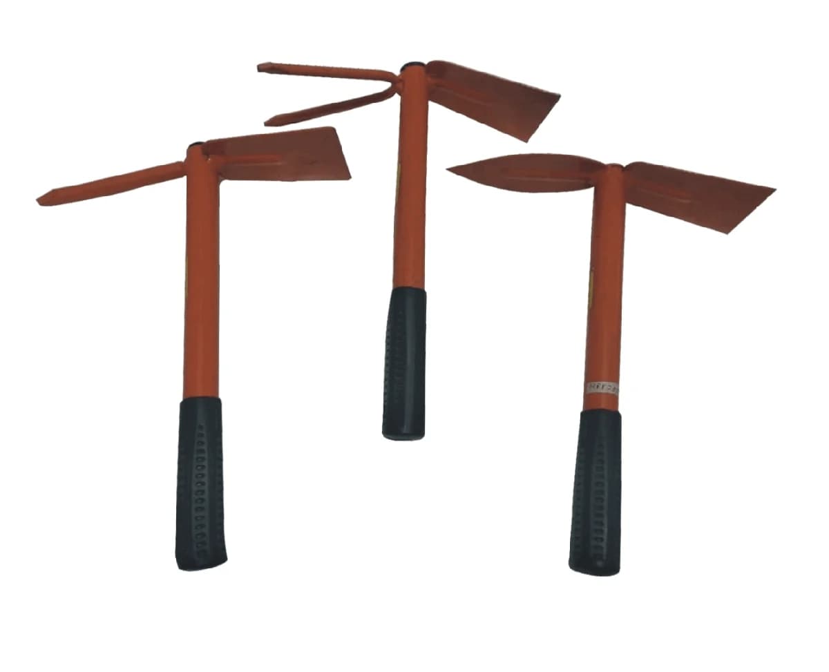UNISON Hoe with 12 Inch Handle , Includes Hoe Single Prong, Hoe Fork and Hoe Trowel - Image 1