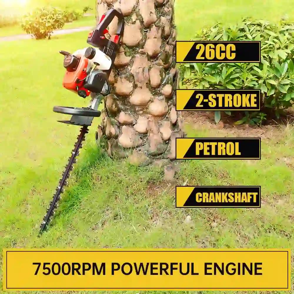 Neptune HT-600 Hedge Trimmer, Powerful 2 Stroke, 26CC Petrol Engine, 24 Dual Serrated Blade, 7500 RPM, 1 Cutting Diameter, Anti-Vibration System - Image 6
