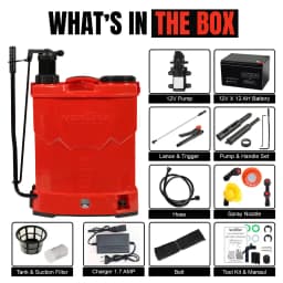 Neptune Model-25 Battery & Manual 2 in 1 Knapsack Sprayer 12V x 12Amp, 20L Tank, Telescopic Lance with 4 Nozzles for Farming & Garden (Color May Vary) 7