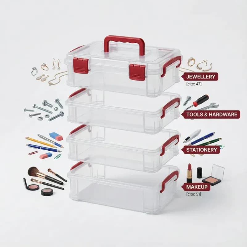 4-Layer Transparent Multipurpose Plastic Storage Box with Handle - Image 7