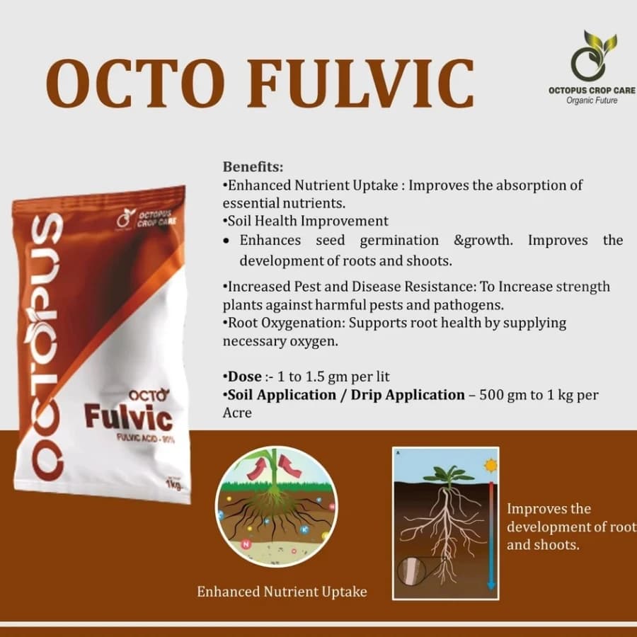 Octopus Octo Fulvic Potassium Fulvate 80% Fertilizer, Effective For Soil Health And Plant Growth - Image 2