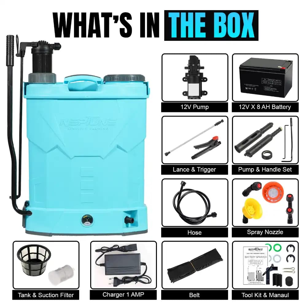 Neptune DK-21 Spray Pump - 12V x 8Amp sprayer, 20 Litre Capacity With Telescopic Lance and 4 Nozzles - Image 7