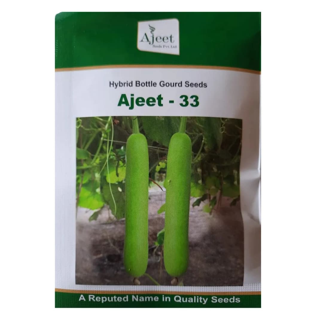 Ajeet 33 F1 Hybrid Bottle Gourd Seeds, High Yield, Tender Flesh, Attractive Light Green, Uniform Cylindrical