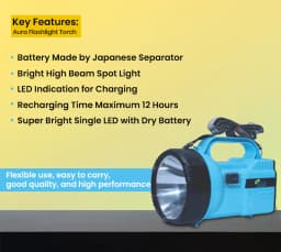 NCS Aura Flashlight Torch, 3.7 V 6000 mAh Lithium-Ion Battery, Can Be Used In Agricultural Activities, Outdoor Activities, and Home 9
