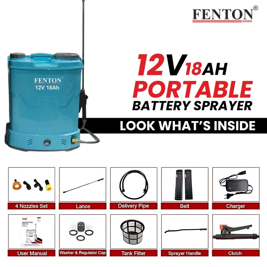Fenton Krishi BS- 06 Double Motor Battery Operated Sprayer 12 V x 18 Ah (20L Capacity) Heavy Battery, Comfortable Padding Support - Image 4