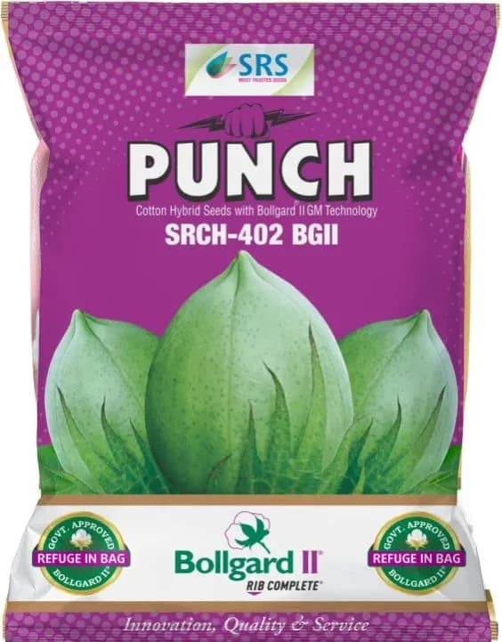 Sri Rama Punch SRCH 402 BGll Cotton Seeds, Early Flowering, And Large Boll Size (475 Gm)
