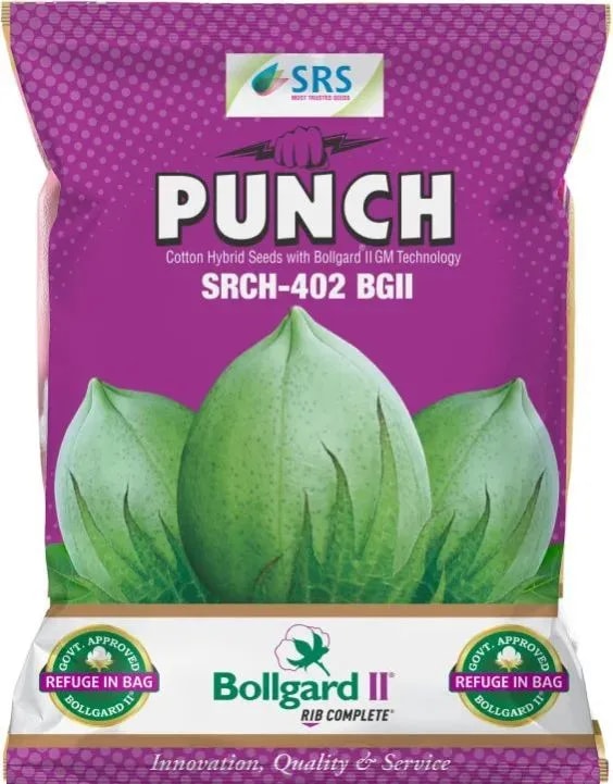 Sri Rama Punch SRCH 402 BGll Cotton Seeds, Early Flowering, And Large Boll Size (475 Gm)