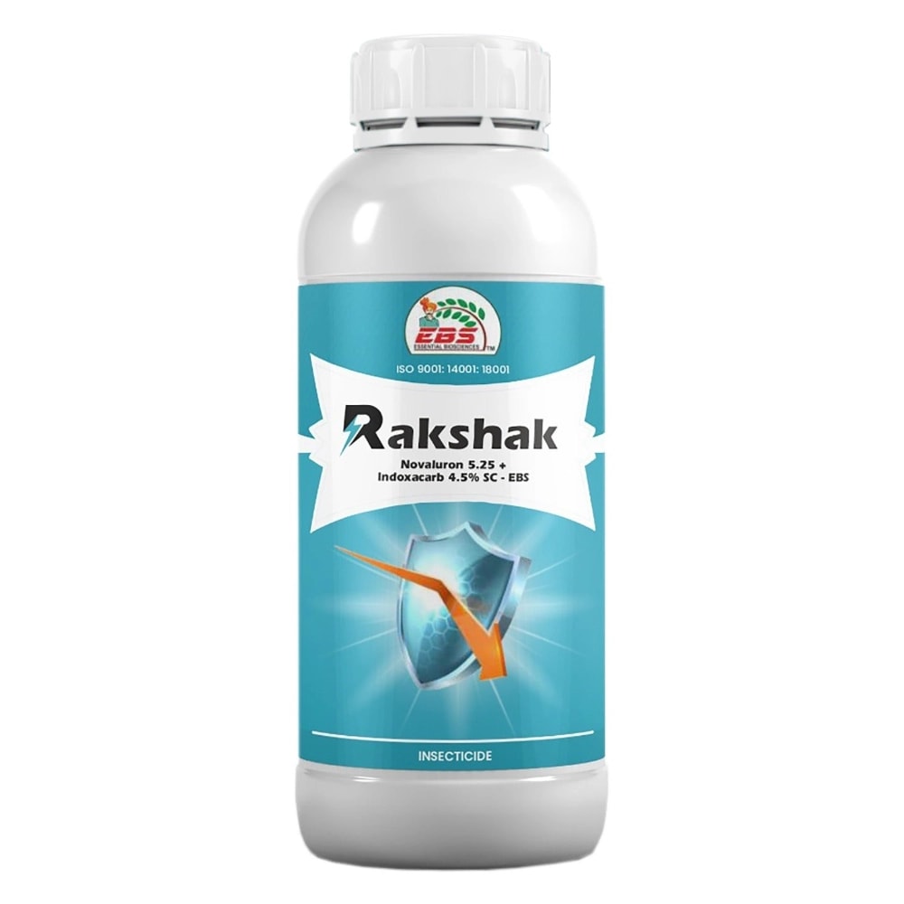EBS RAKSHAK Novaluron 5.25% + Indoxacarb 4.5% SC Insecticide, Broad Spectrum, Effective For Lepidopteran Insect In Crops