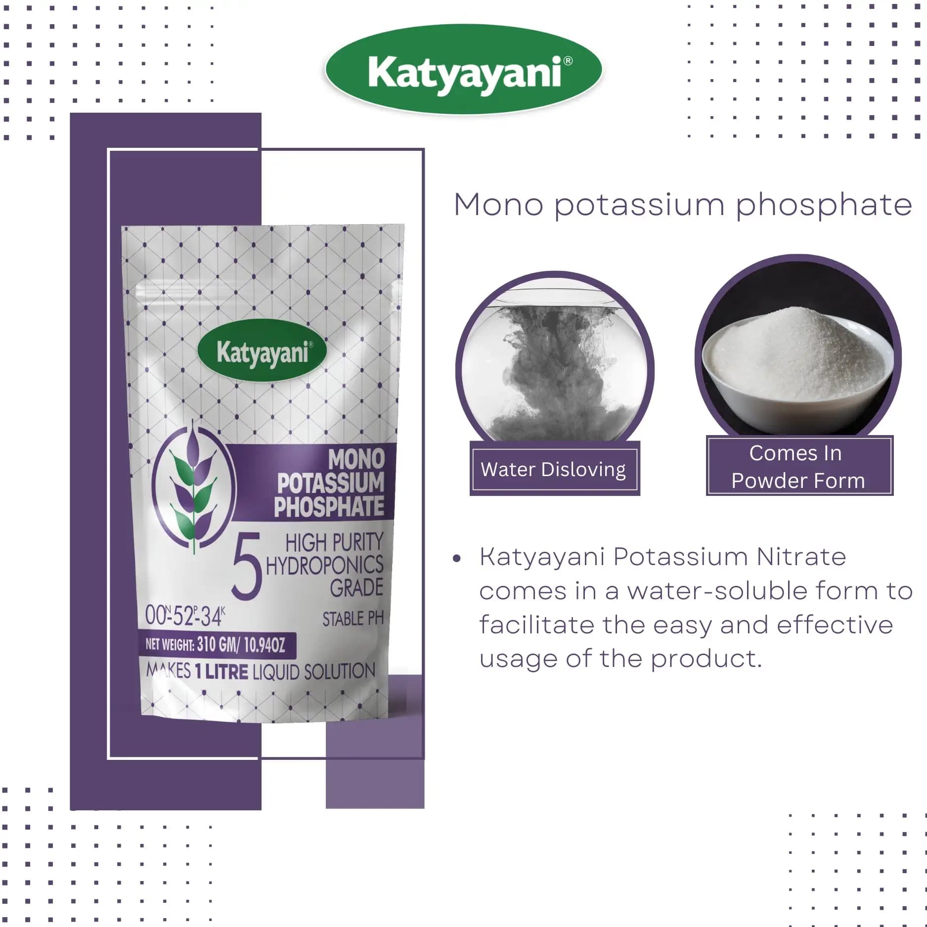 Katyayani Mono Potassium Phosphate, High Purity Hydroponics Grade, 100% Water Soluble Fertilizer, Suitable For All Crops. - Image 4