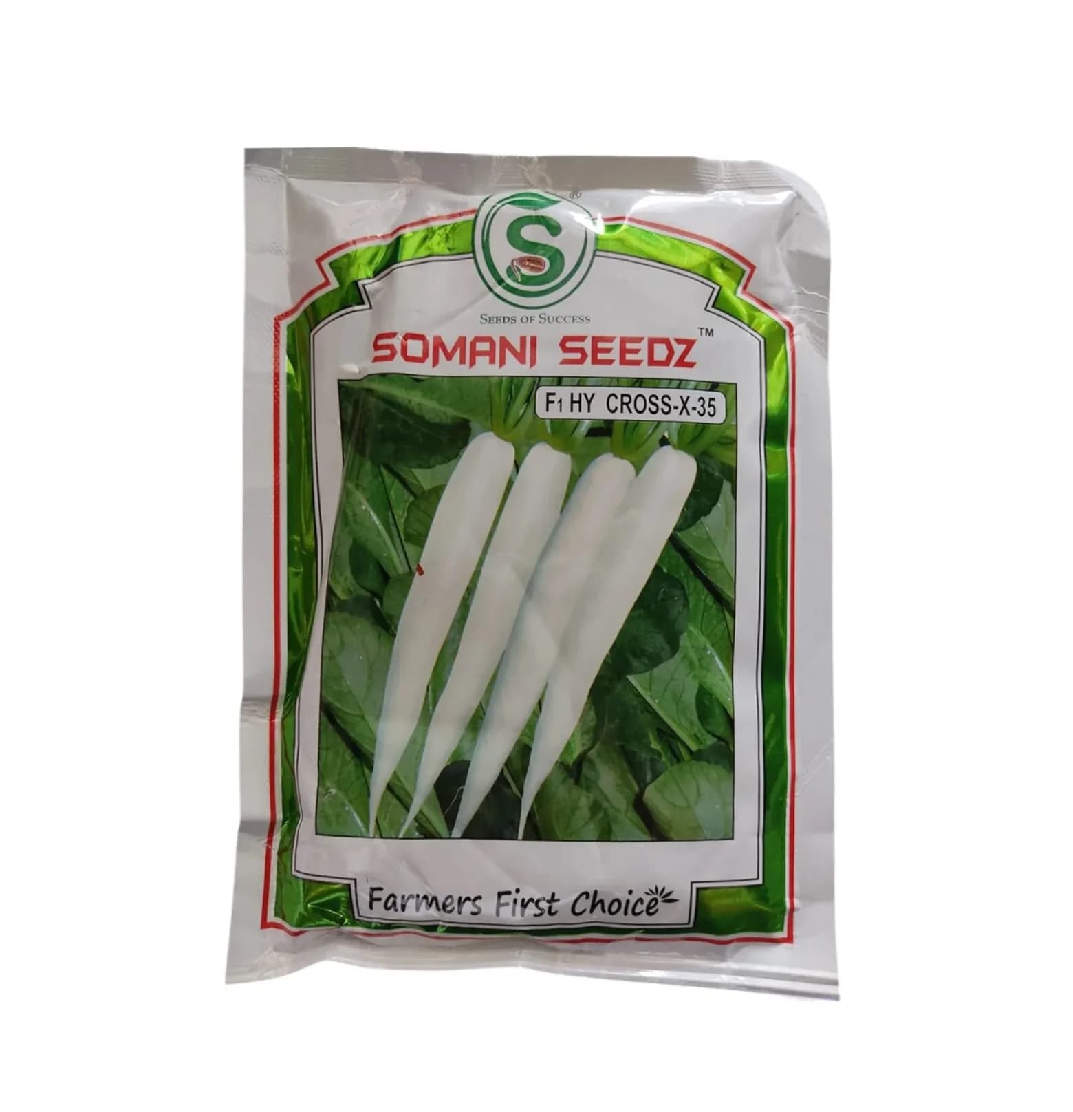 Somani Cross X-35 F1 Hybrid Radish Seeds, Fast Growing Variety With Long, Smooth White Roots - Image 1