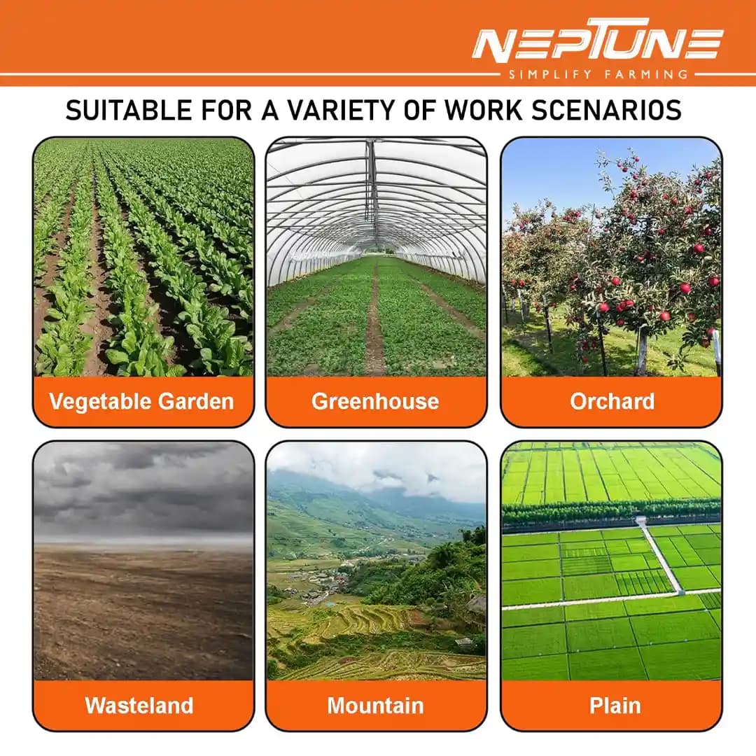 Neptune NC-62 Heavy-Duty Mini Tiller, 62CC 3HP Petrol Engine, High Carbon Blades, 16 Width, 4 Depth, Perfect for Agriculture, Farm & Garden Work - Image 6