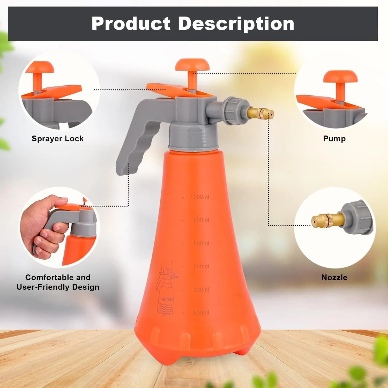 CropKraft Garden Sprayer (1L Capacity), Ideal For Watering Plants, Applying Fertilizers, Pesticides, Etc - Image 3