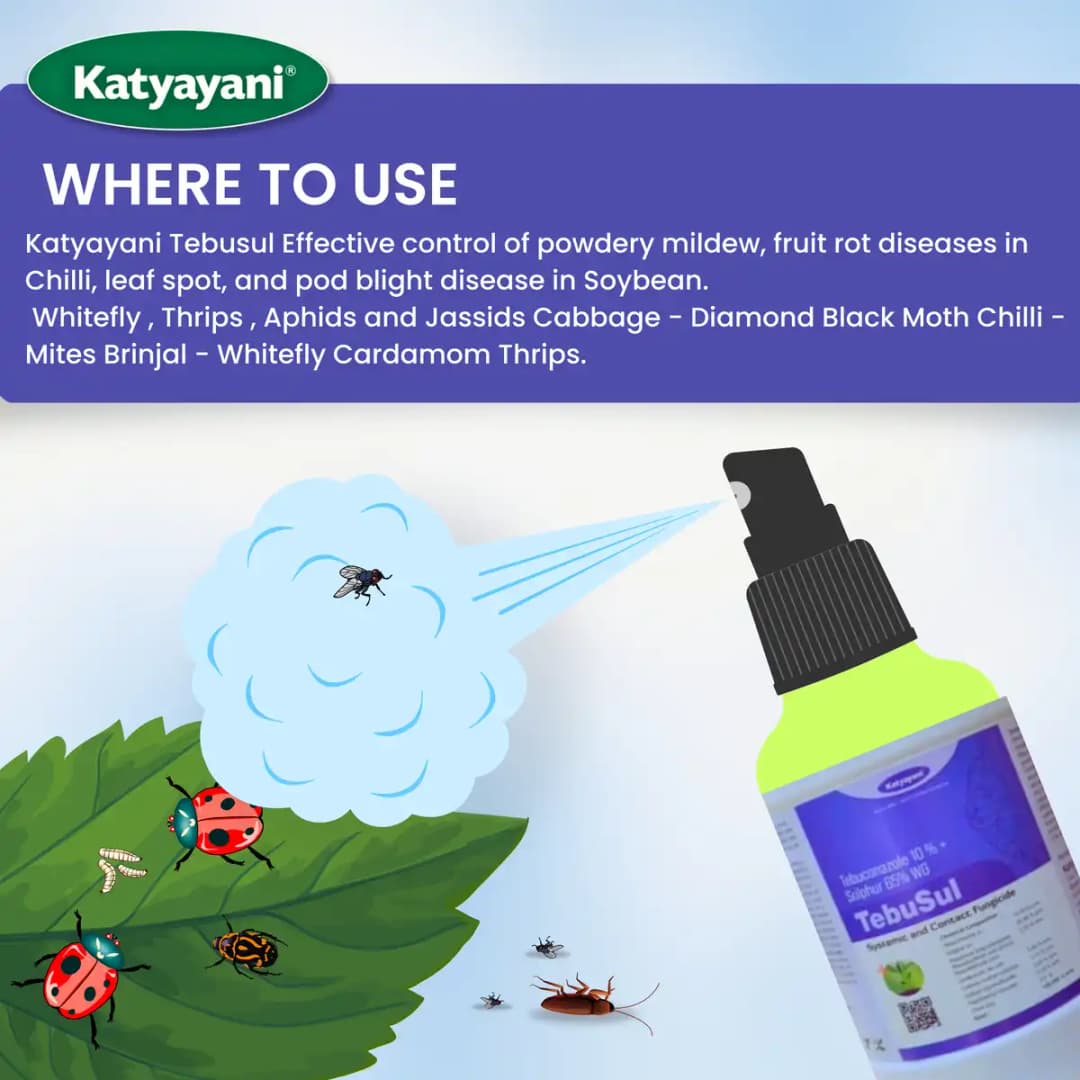 Katyayani Tebusul Tebuconazole 10% + Sulphur 65% WG Effective Fungicide for Plants & Home Garden - Image 4