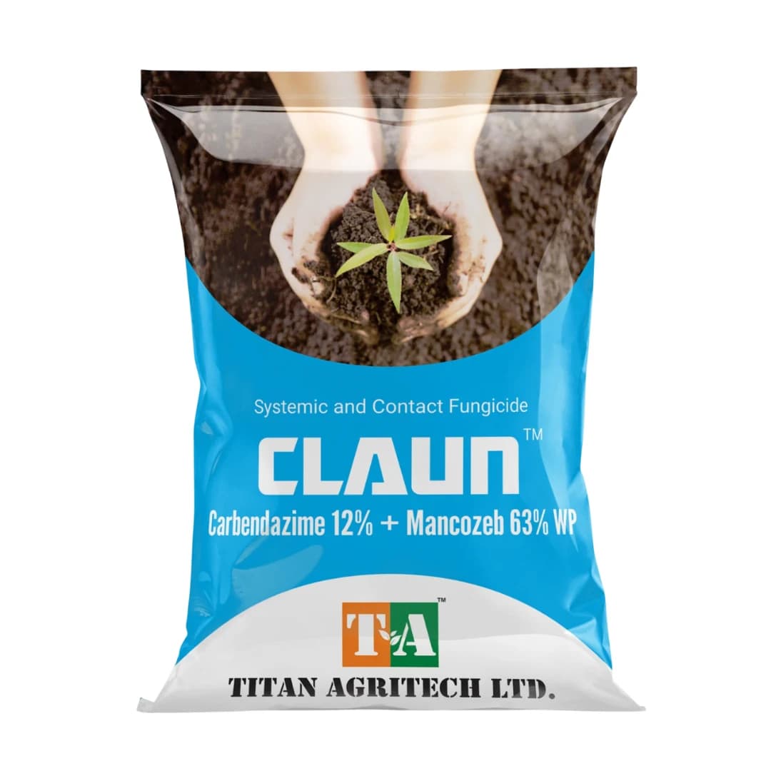 Titan Agritech Claun Carbendazim 12% + Mancozeb 63% WP Fungicide, Broad Spectrum, Effective Crop Protection - Image 1