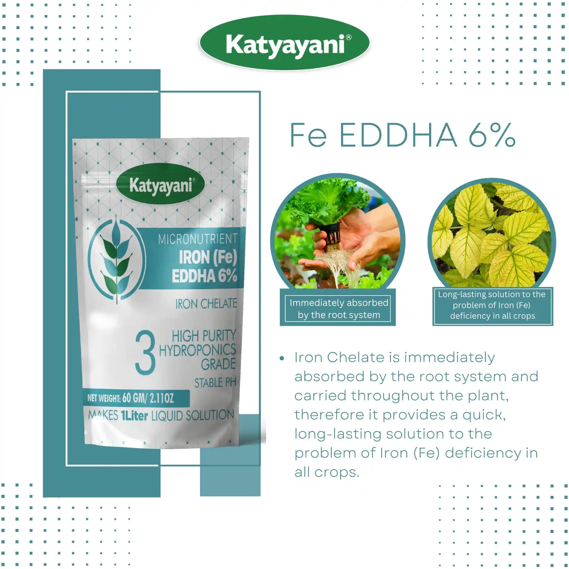 Katyayani Fe EDDHA 6% Iron Chelate Micronutrient, For Hydroponics and All Plants - Image 4