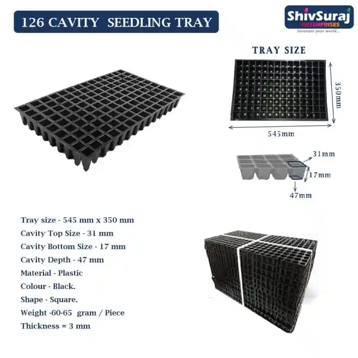 शिवसूरज 126 कैविटी सीड्लिंग ट्रे, वर्गाकार छेद वाली अंकुरण ट्रे, नर्सरी ट्रे, बीज बोने के लिए। - Image 7