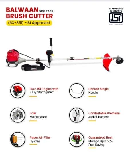 Balwaan Side pack 35cc ISI Marked BX-35i 4 Stroke Brush Cutter, Used For Agricultural Purposes - Image 3