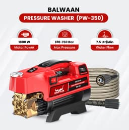 Balwaan PW-350 Pressure Washer, Brass Pump Head 1800w Motor, Idle For Car Wash and Cleaning Purposes 3