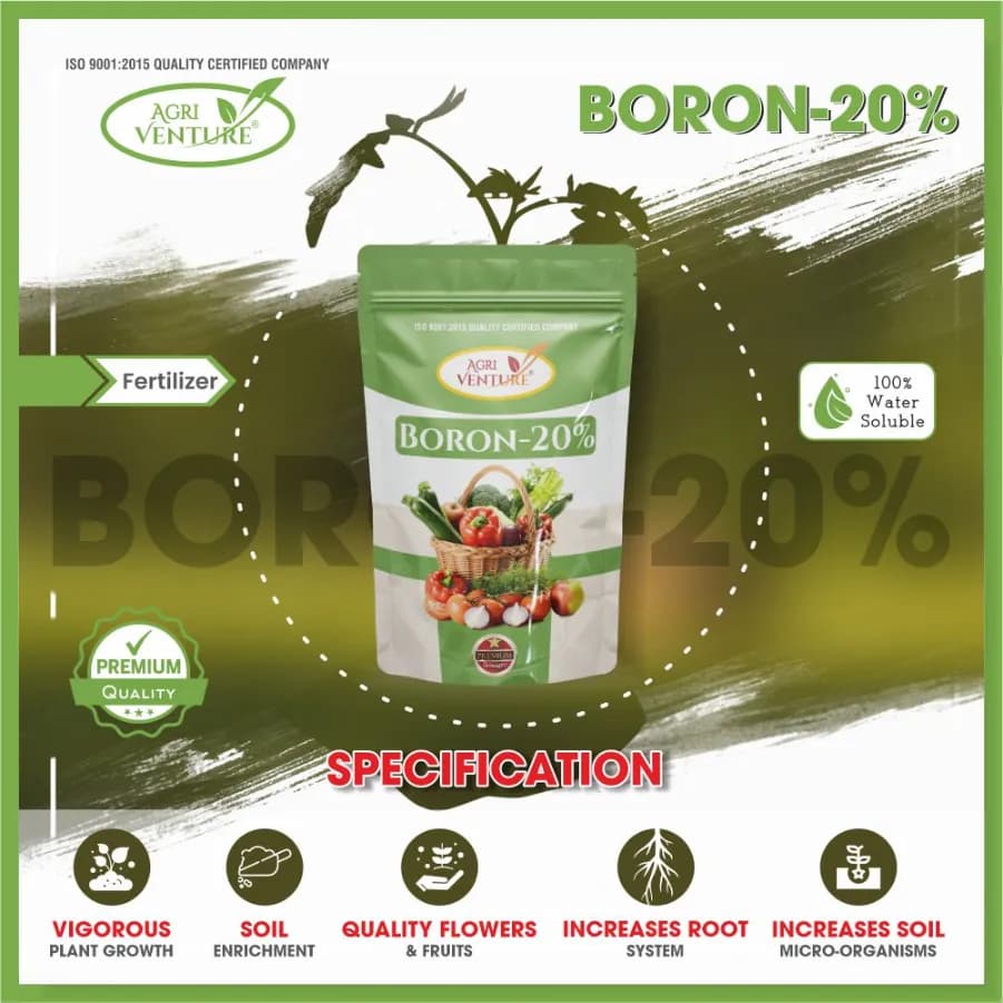 Agriventure BORON-20%, 100% Water Soluble Fertilizer, Improving Flower And Fruit - Image 4