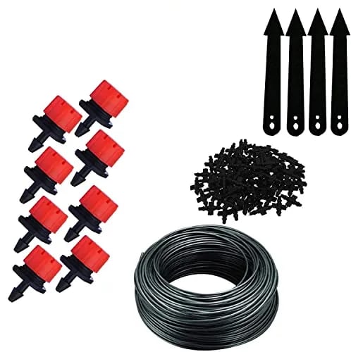PEP Solution Drip Irrigation Garden Watering Plants KIT Feeder Line Supply 4mm Drip Emitters, Pin Connectors & Emitter Stacks