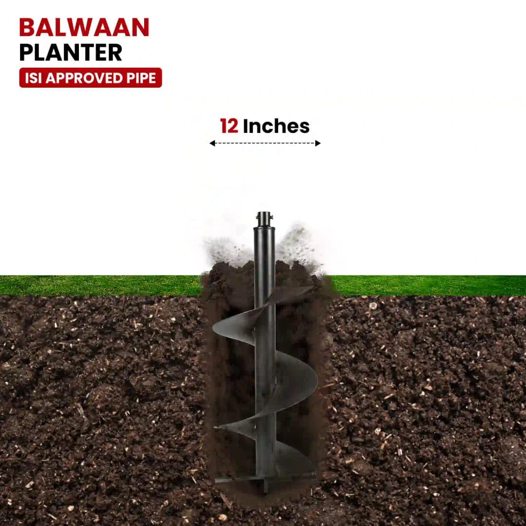 Balwaan PT-12 Single Spiral Earth Auger Planter, 12 Inch Width, Heavy-Duty, Durable And Rust-Resistant - Image 2