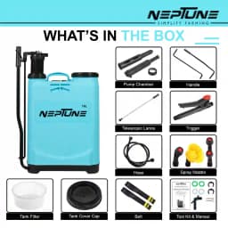 Neptune NF-02 Manual Knapsack Sprayer, Hand-Operated High-Pressure Pump, 16L Tank, Telescopic Lance with 3 Nozzles, Ideal for Farming, Gardening 8