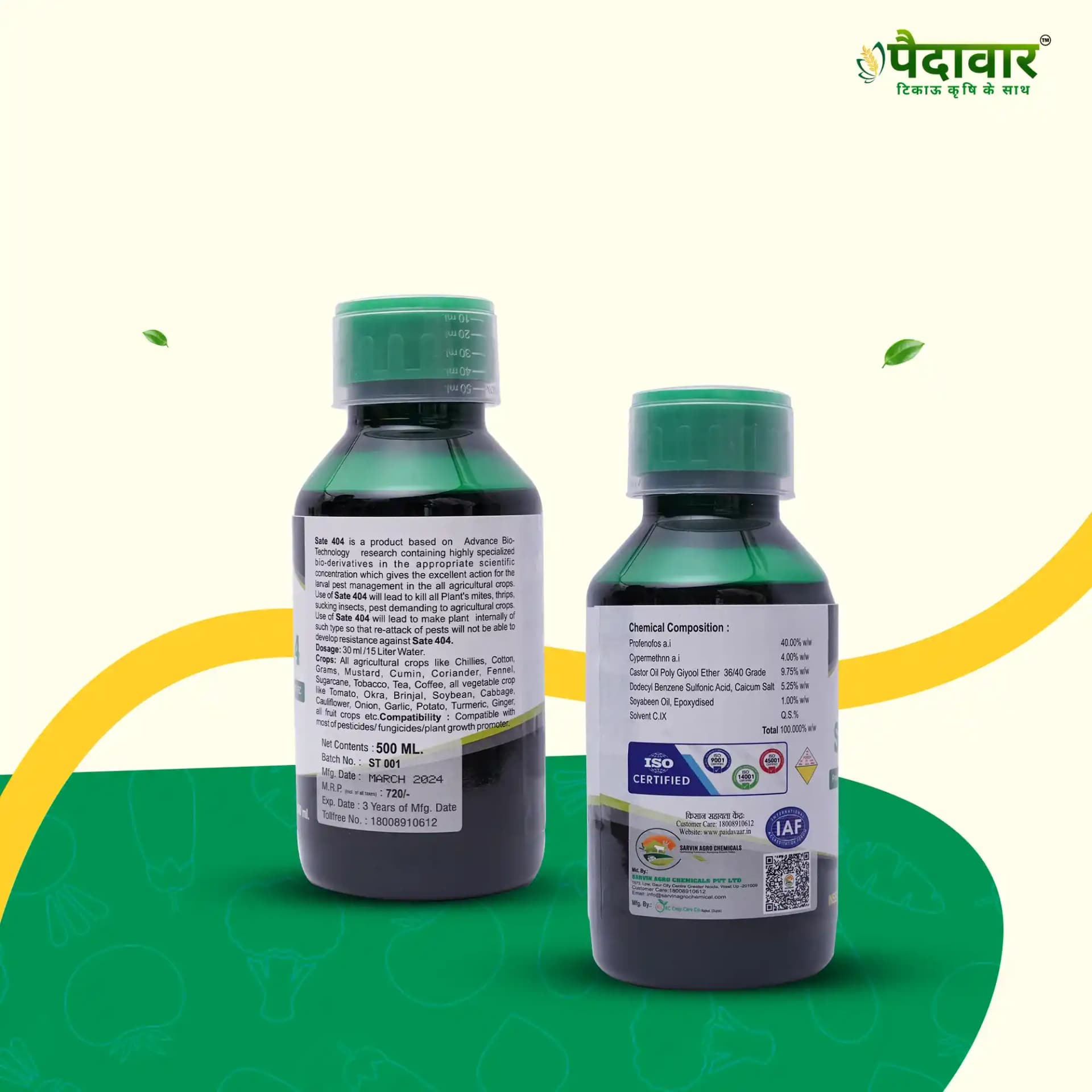 Paidarvaar Sate 404 Profenophos 40% + Cypermethrin 4% EC Insecticide For Crop Protection - Image 2