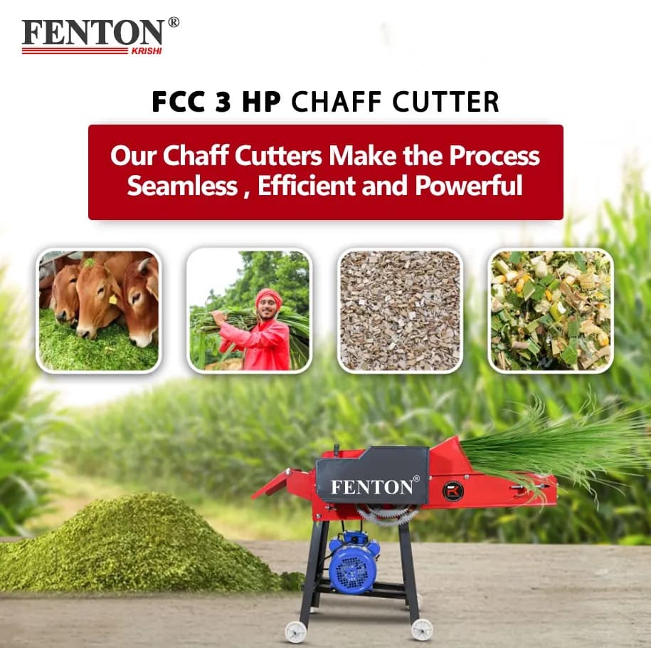 Fenton Krishi FTK-CCM-04 Electric Chaff Cutter, 3HP Motor 4-Cutting Blade & Wheels - Image 4
