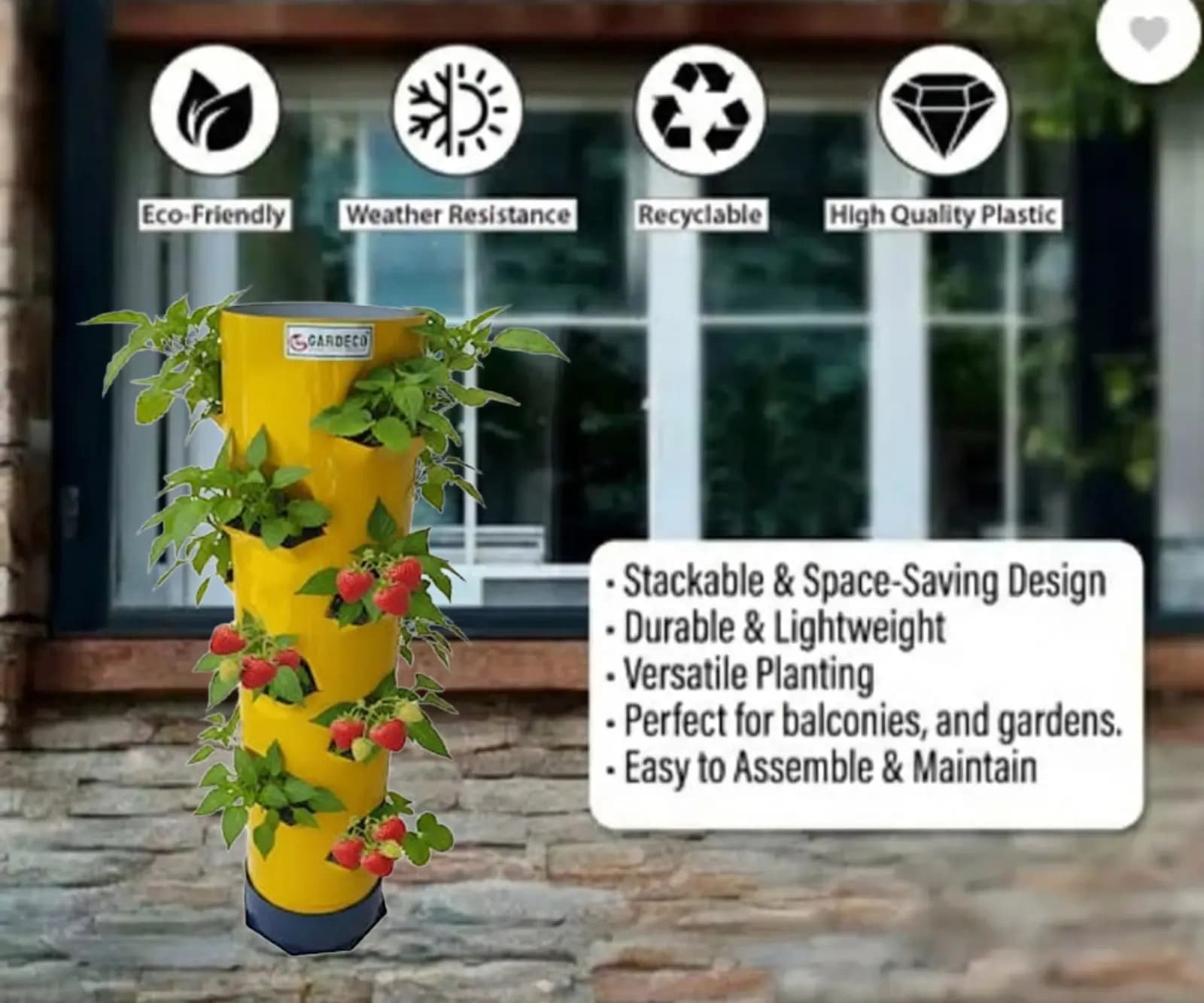 Gardeco Royal Vegetable Tower Planter For Home Terrace Kitchen Gardening - Image 3
