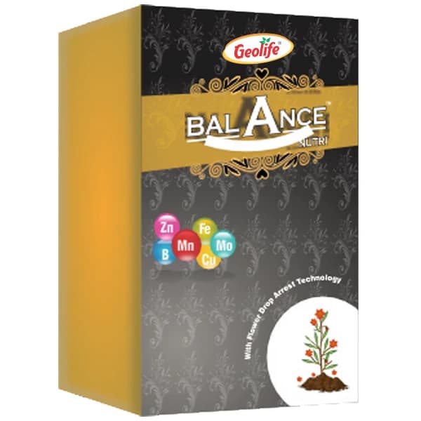 जियोलाइफ बैलेंस न्यूट्री मल्टी माइक्रो न्यूट्रिएंट, जिसमें जिंक (Zn), आयरन (Fe), बोरॉन (B), कॉपर (Cu), मैंगनीज (Mn) और मोलिब्डेनम (Mo) शामिल हैं
