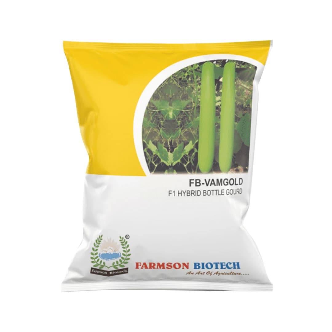 Farmson FB Vamgold F1 Hybrid Bottle Gourd Seeds, High Yielding Variety, Dark Green Uniform Glossy - Image 1