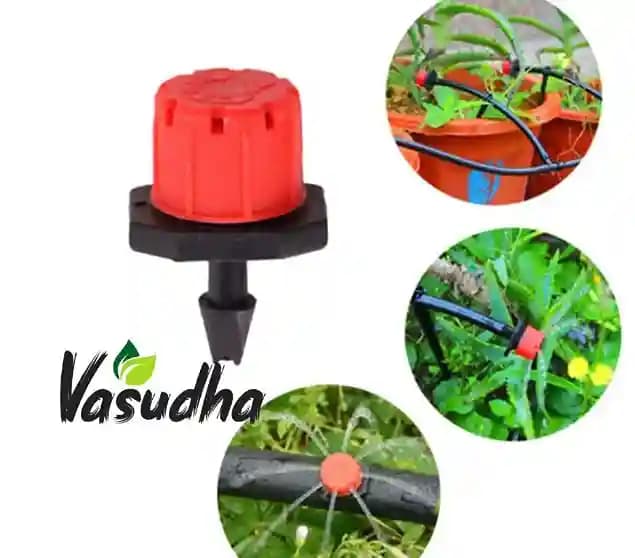 Vasudha Irrigation Adjustable Dripper Emitter For Drip Irrigation Kit Red Color. - Image 2