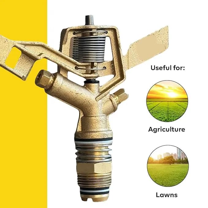 FarmEarth Brass Impact Automatic Rotating Sprinkler Head With Nozzle Heavy Duty Irrigation Sprayer Head 20mm - Image 4