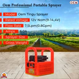 OEM Portable Double Motor Battery Sprayer 12V x 14A Battery, Special Gun & 10 Mtr Pressure Pipe, Ideal For Gardening, Pesticide Application (TP01) 4