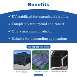 अनिल पैकेजिंग मरीन एचडीपीई तिरपाल 250 जीएसएम पराबैंगनी स्थिरीकृत सामग्री, जलरोधी, भारी गुणवत्ता वाली सामग्री (ब्लैक) 4