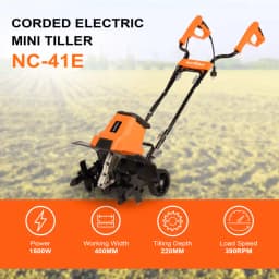 Neptune NC-41E 1500W Electric Portable Mini Garden Tiller with 6 Blades, Flexible Working Width 45cm, Depth 22cm, Ideal for Soil Preparation & Tilling 3