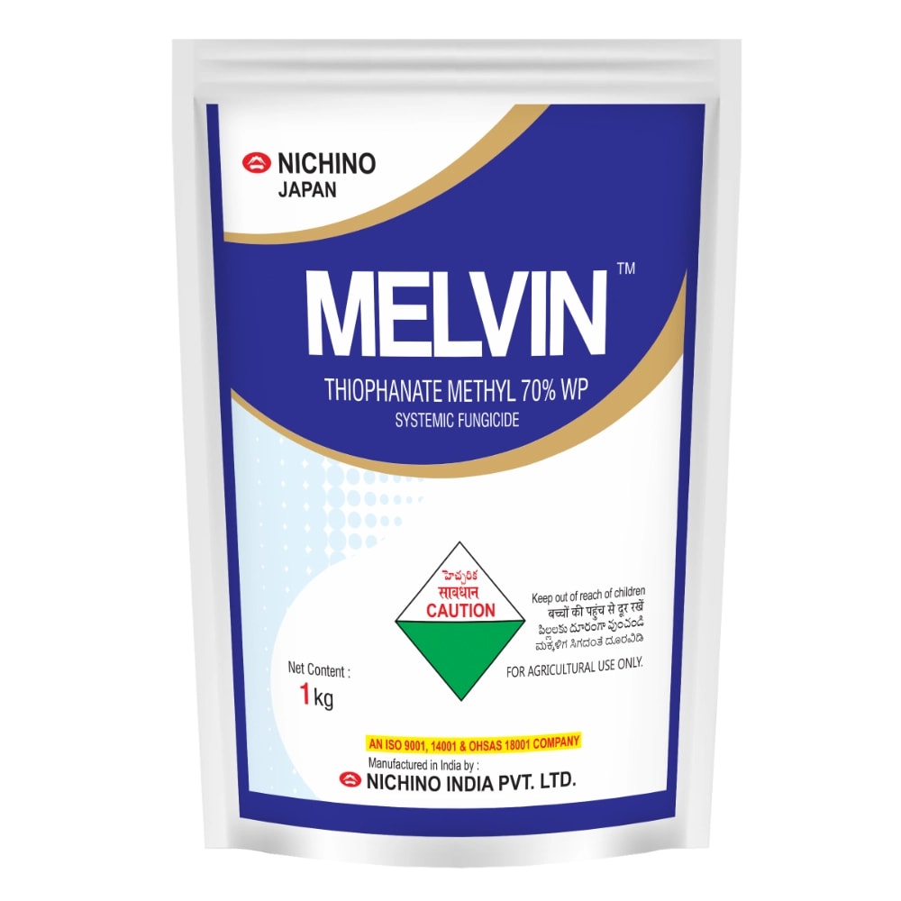 Nichino MELVIN Thiophanate Methyl 70% WP Fungicide, Effective Preventive And Curative Control Of Fungal Diseases In Fruits And Vegetables Crops