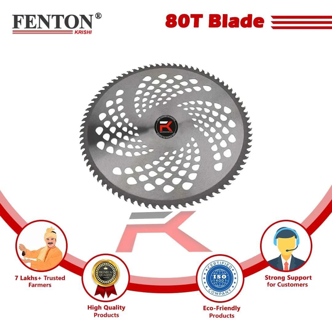 Fenton Krishi FTK-80T 80 Teeth Blade For Brush Cutters, Heavy Duty Crop Cutting blade made of Iron Corded & Cordless Grass Trimmer (Manual Feed) - Image 3