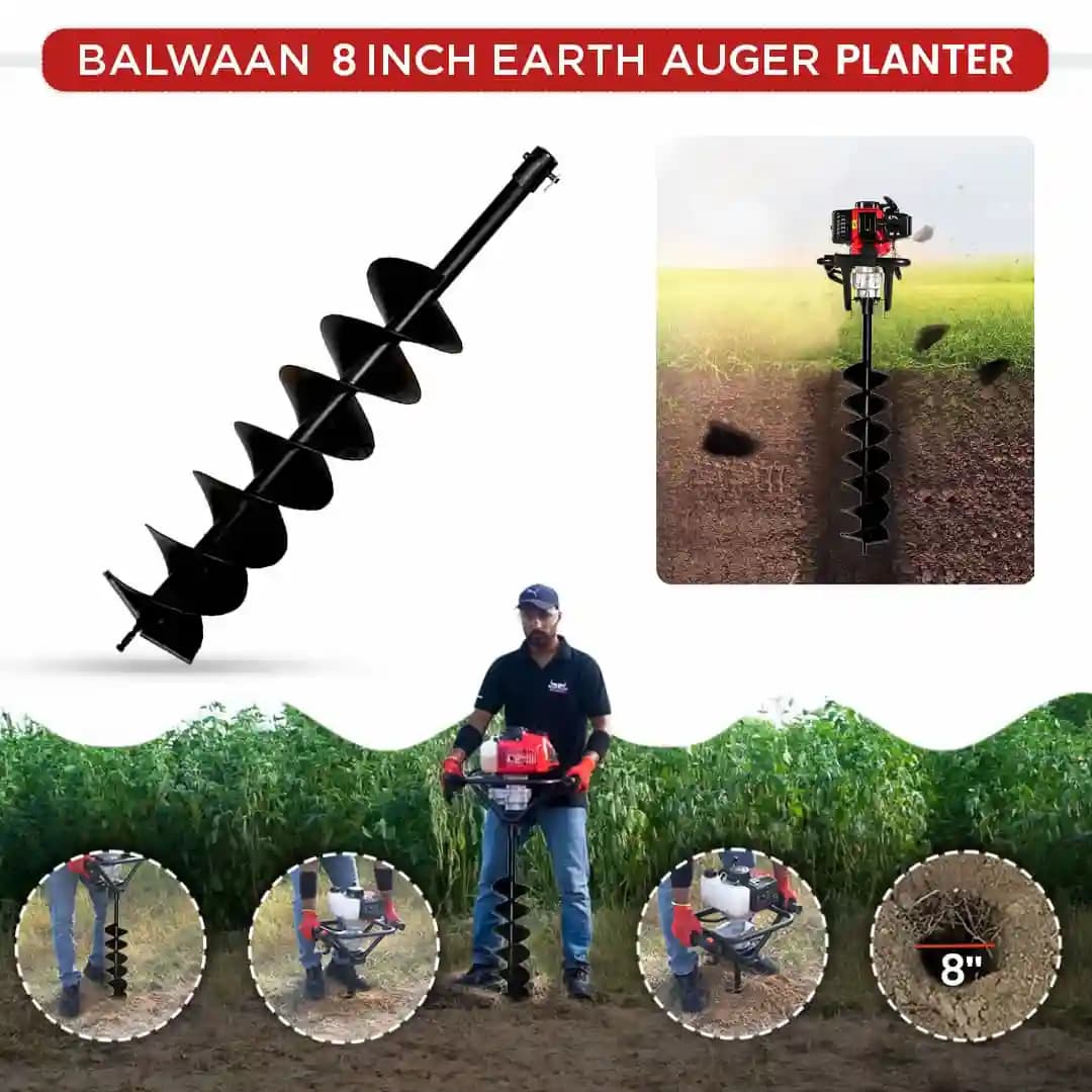 Balwaan PT-8D Double Spiral Planter, 8-Inch Earth Auger, Heavy-Duty, Faster Drilling And Durable - Image 2