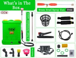 OEM Double Motor Battery Operated YUVA Series Sprayer 12V x 14A (20L Capacity), With Spray Gun & 4 Nozzles 9